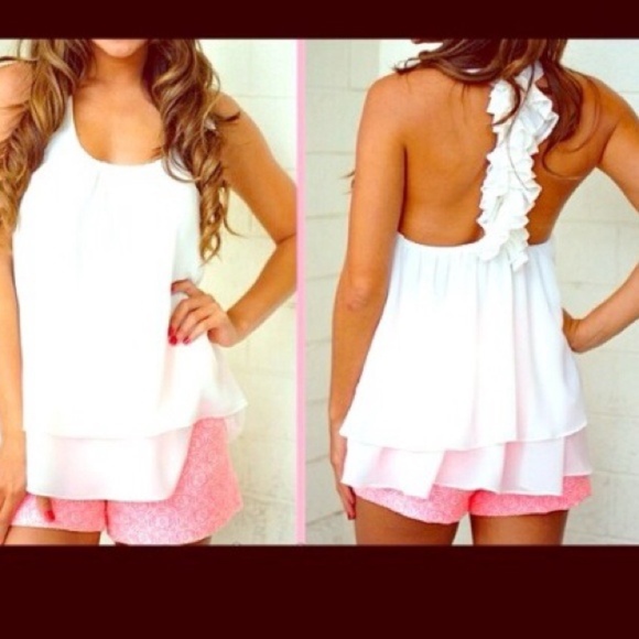 NWT Naked Zebra Ruffle Racerback Blouse - Picture 4 of 5